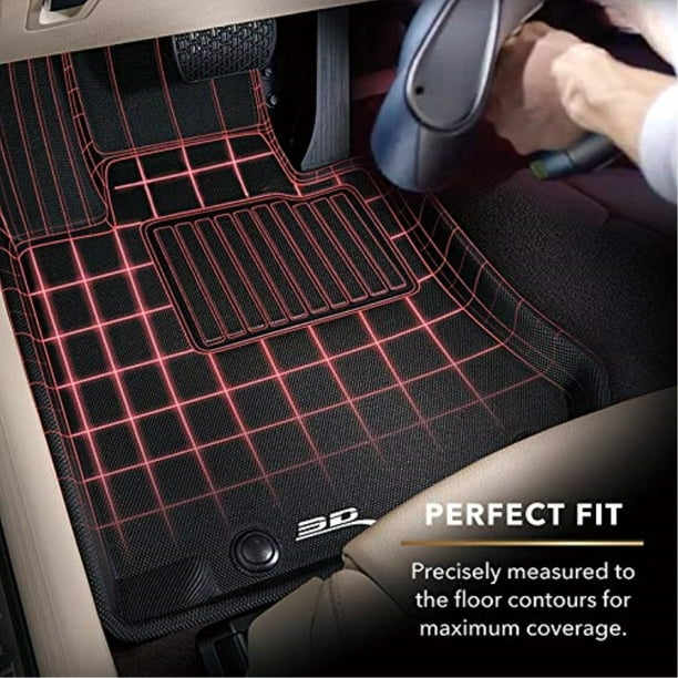 3W Floor Mats for Cadillac XT4 2019-2021 1st and 2nd Row Car Mats Black Custom Fit TPE All Weather Floor Liner 